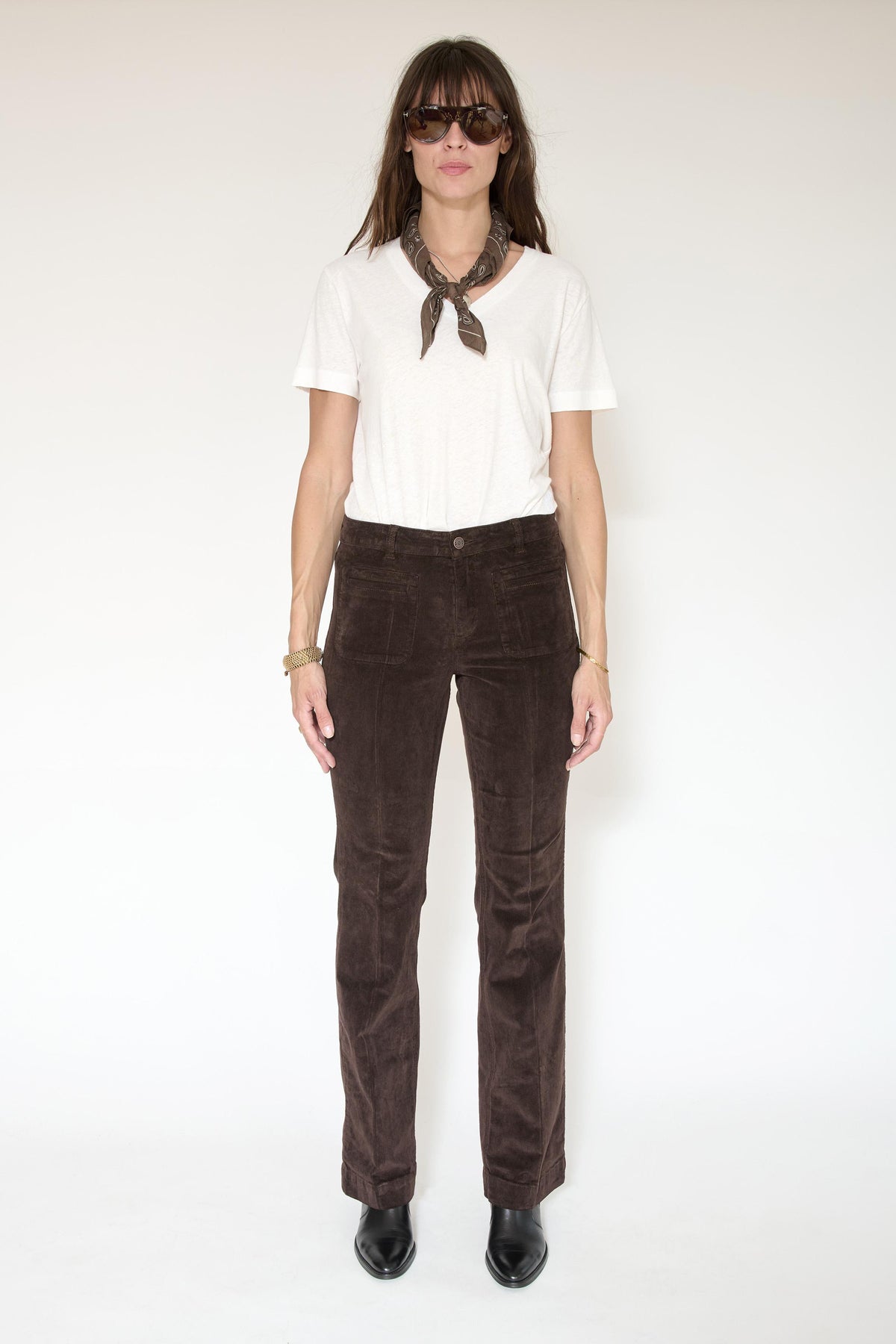 Pantalon - THE DIANA VELVET-BROWN