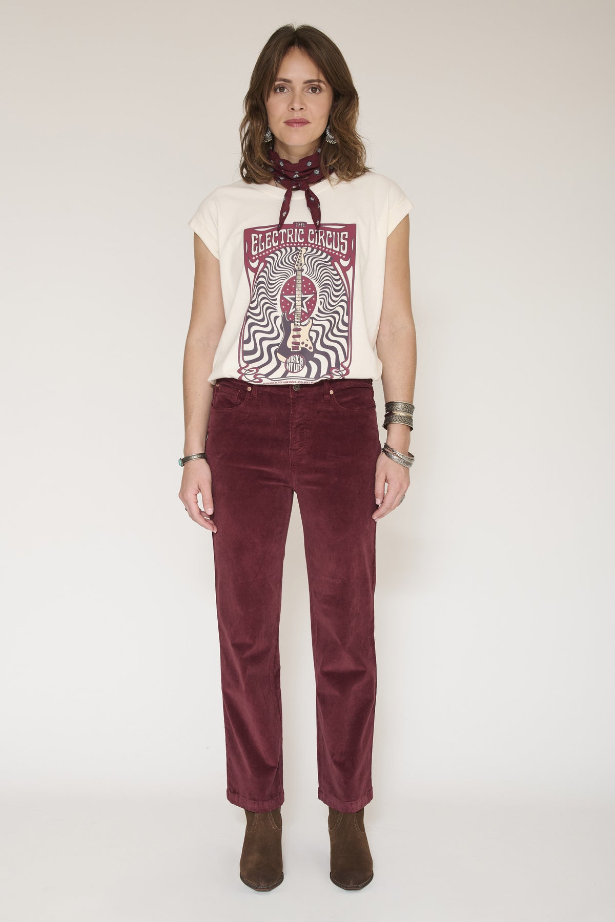 Pantalon - THE LINDA VELVET-GRENAT